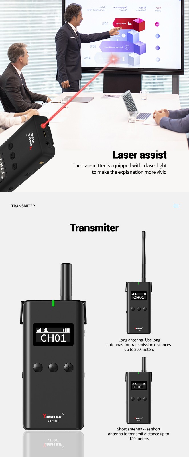 2.4G無(wú)線(xiàn)導(dǎo)游系統(tǒng)耳掛式接收器YT500
